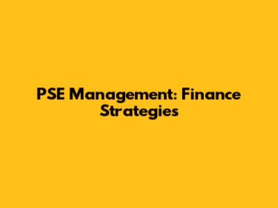 PSE Management: Finance Strategies