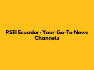 PSEI Ecuador: Your Go-To News Channels