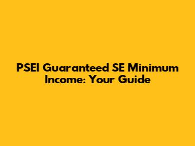 PSEI Guaranteed SE Minimum Income: Your Guide