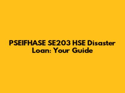 PSEIFHASE SE203 HSE Disaster Loan: Your Guide