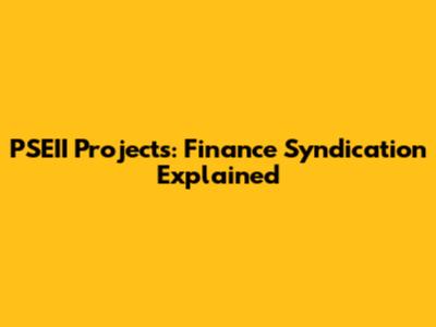 PSEII Projects: Finance Syndication Explained