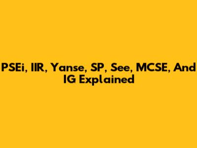 PSEi, IIR, Yanse, SP, See, MCSE, And IG Explained