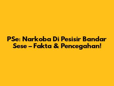 PSe: Narkoba Di Pesisir Bandar Sese – Fakta & Pencegahan!