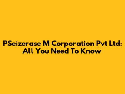 PSeizerase M Corporation Pvt Ltd: All You Need To Know