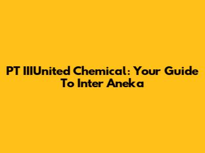 PT IIIUnited Chemical: Your Guide To Inter Aneka