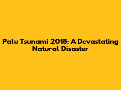 Palu Tsunami 2018: A Devastating Natural Disaster