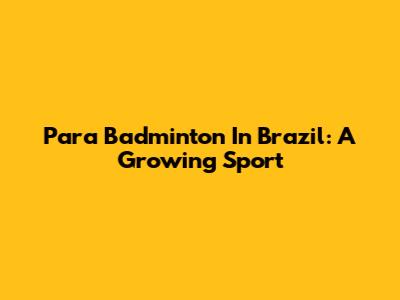 Para Badminton In Brazil: A Growing Sport