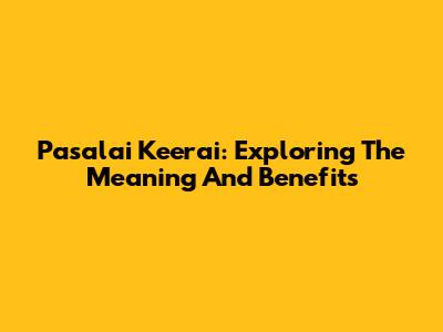 Pasalai Keerai: Exploring The Meaning And Benefits