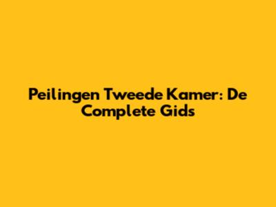 Peilingen Tweede Kamer: De Complete Gids