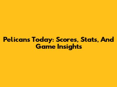 Pelicans Today: Scores, Stats, And Game Insights