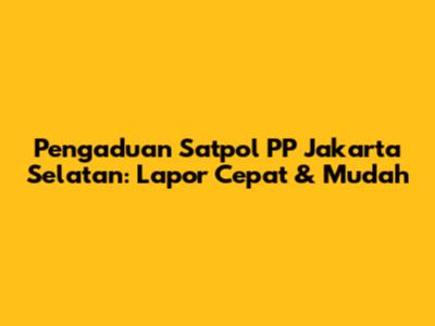 Pengaduan Satpol PP Jakarta Selatan: Lapor Cepat & Mudah