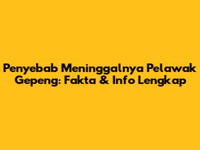 Penyebab Meninggalnya Pelawak Gepeng: Fakta & Info Lengkap