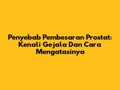 Penyebab Pembesaran Prostat: Kenali Gejala Dan Cara Mengatasinya