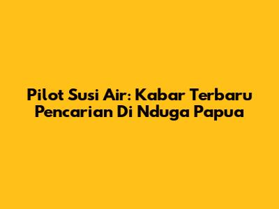 Pilot Susi Air: Kabar Terbaru Pencarian Di Nduga Papua