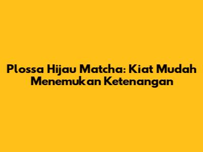 Plossa Hijau Matcha: Kiat Mudah Menemukan Ketenangan