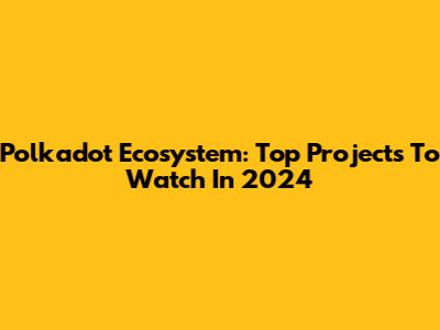 Polkadot Ecosystem: Top Projects To Watch In 2024