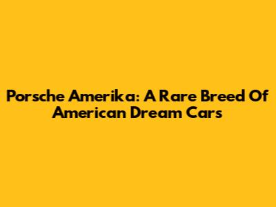 Porsche Amerika: A Rare Breed Of American Dream Cars