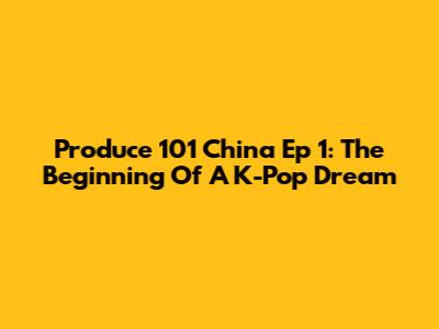 Produce 101 China Ep 1: The Beginning Of A K-Pop Dream