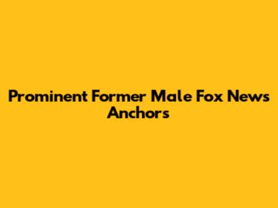 Prominent Former Male Fox News Anchors