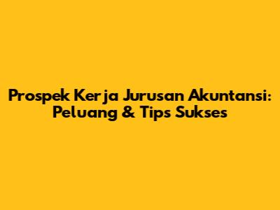 Prospek Kerja Jurusan Akuntansi: Peluang & Tips Sukses