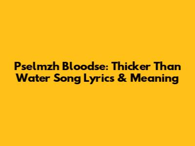 Pselmzh Bloodse: "Thicker Than Water" Song Lyrics & Meaning