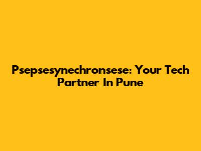 Psepsesynechronsese: Your Tech Partner In Pune