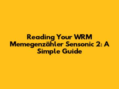Reading Your WRM Memegenzähler Sensonic 2: A Simple Guide