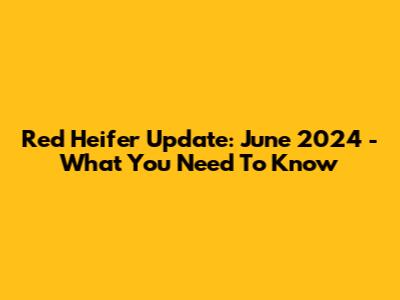 Red Heifer Update: June 2024 - What You Need To Know