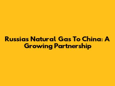 Russia's Natural Gas To China: A Growing Partnership