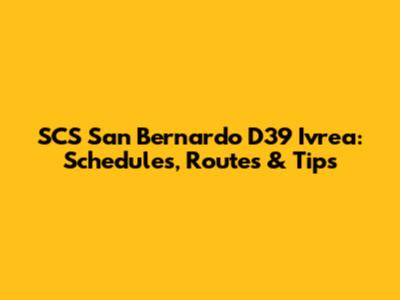 SCS San Bernardo D39 Ivrea: Schedules, Routes & Tips
