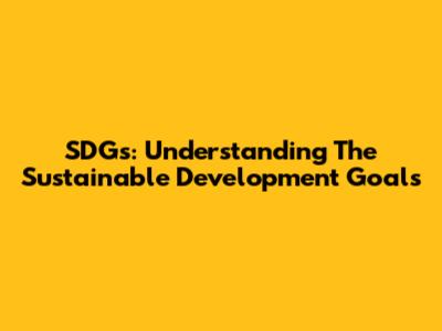 SDGs: Understanding The Sustainable Development Goals
