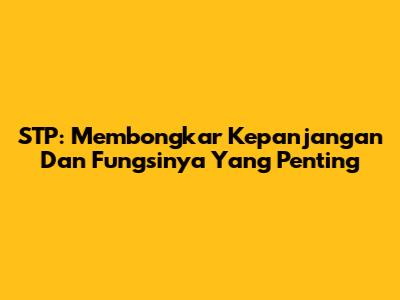 STP: Membongkar Kepanjangan Dan Fungsinya Yang Penting