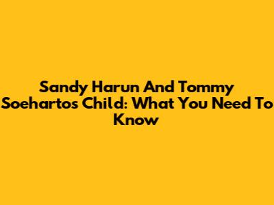 Sandy Harun And Tommy Soeharto's Child: What You Need To Know