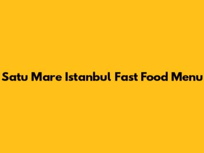 Satu Mare Istanbul Fast Food Menu