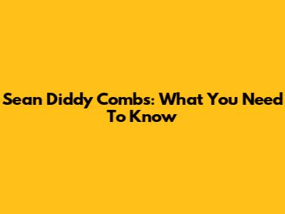 Sean 'Diddy' Combs: What You Need To Know