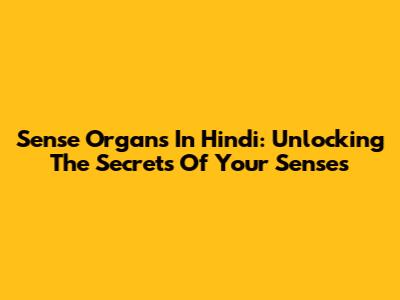Sense Organs In Hindi: Unlocking The Secrets Of Your Senses