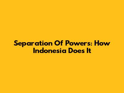 Separation Of Powers: How Indonesia Does It