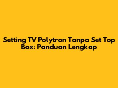 Setting TV Polytron Tanpa Set Top Box: Panduan Lengkap