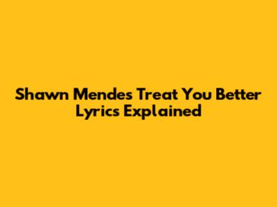 Shawn Mendes' "Treat You Better" Lyrics Explained