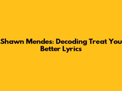 Shawn Mendes: Decoding 'Treat You Better' Lyrics