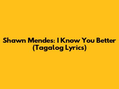 Shawn Mendes: I Know You Better (Tagalog Lyrics)
