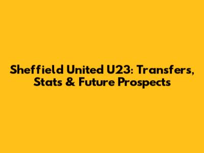 Sheffield United U23: Transfers, Stats & Future Prospects