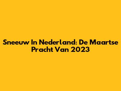 Sneeuw In Nederland: De Maartse Pracht Van 2023