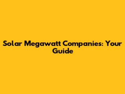 Solar Megawatt Companies: Your Guide