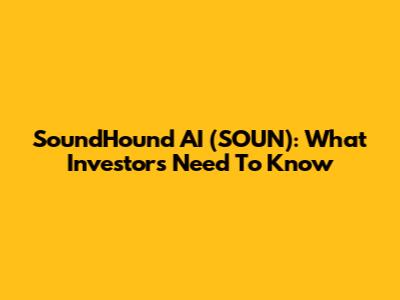 SoundHound AI (SOUN): What Investors Need To Know