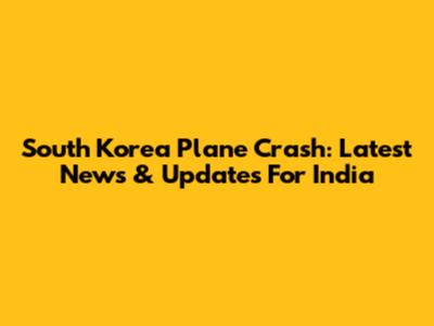 South Korea Plane Crash: Latest News & Updates For India