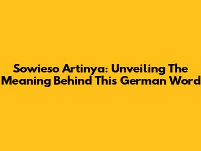 Sowieso Artinya: Unveiling The Meaning Behind This German Word