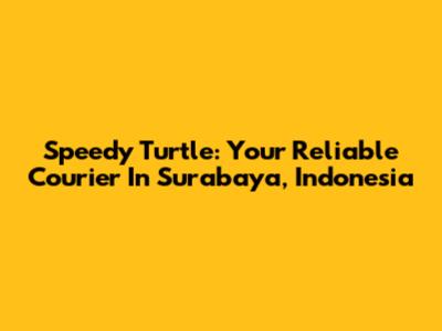 Speedy Turtle: Your Reliable Courier In Surabaya, Indonesia