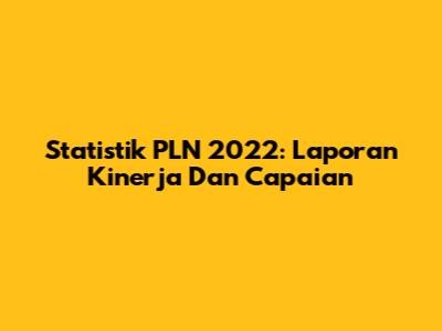 Statistik PLN 2022: Laporan Kinerja Dan Capaian