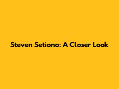 Steven Setiono: A Closer Look